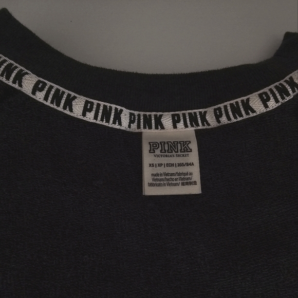 PINK gray crew neck crop sweatshirt - Picture 3 of 5
